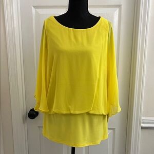 Chaus Vibrant Yellow Blouse with Ruffles NWT
